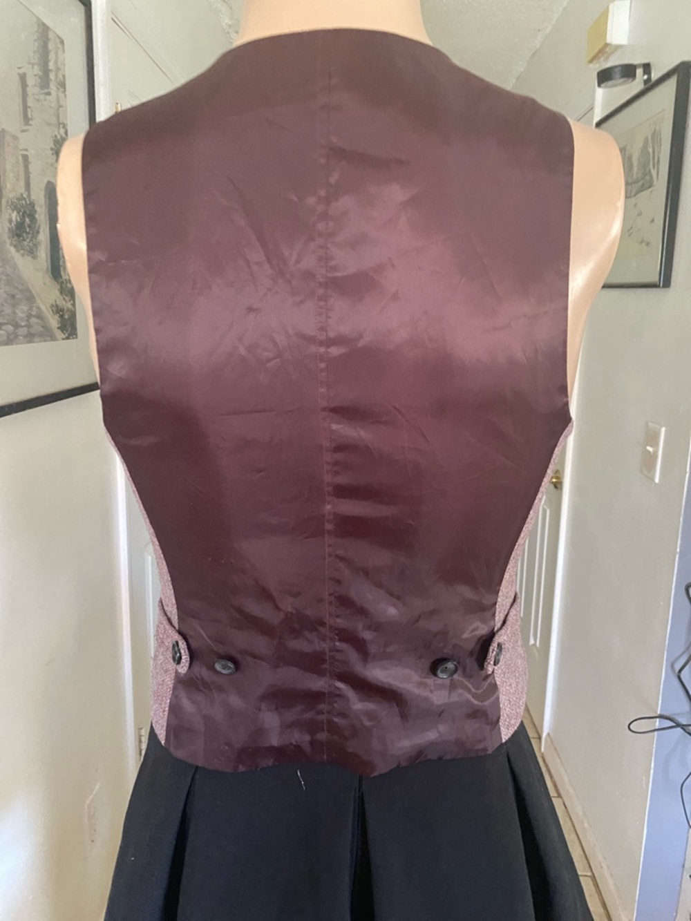 GAP Mauve Tweed Button-Front Vest - Picture 3 of 5